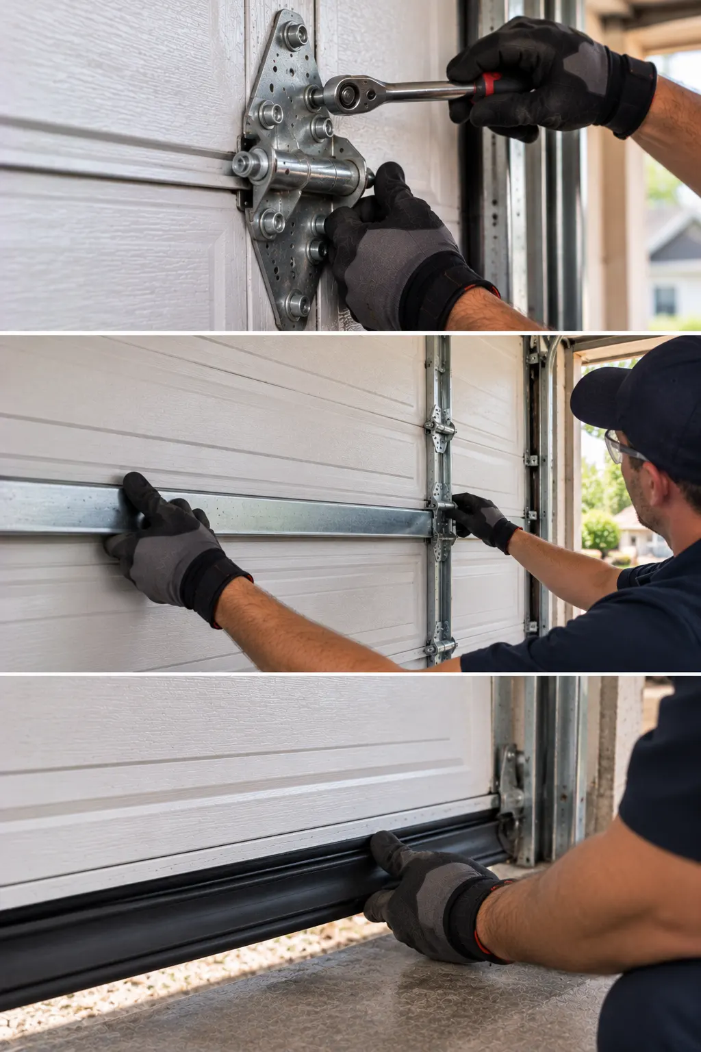 Garage door hinge, panel and seal inspections