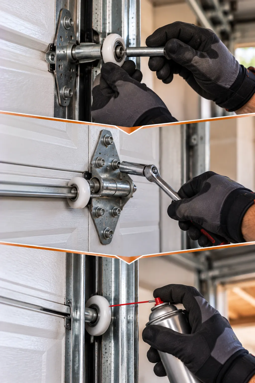 Garage door roller, hinge and track checks